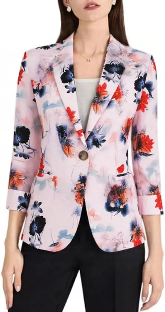Beninos Womens 3/4 Sleeve Lightweight Office Work Suit Jacket Blazer