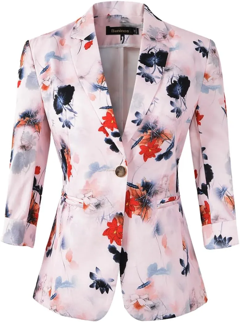 Beninos Womens 3/4 Sleeve Lightweight Office Work Suit Jacket Blazer