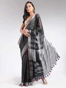 Black Linen Saree