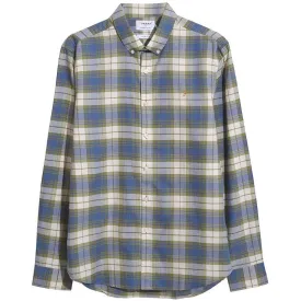 Farah Mens Brewer Check Long Sleeve Shirt Sheaf Blue