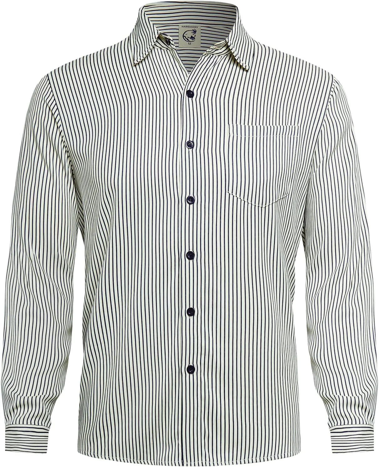 Hardaddy Men's Classic Color Contrast Striped Shirt Long Sleeve Casual Button Down Shirts Blouse