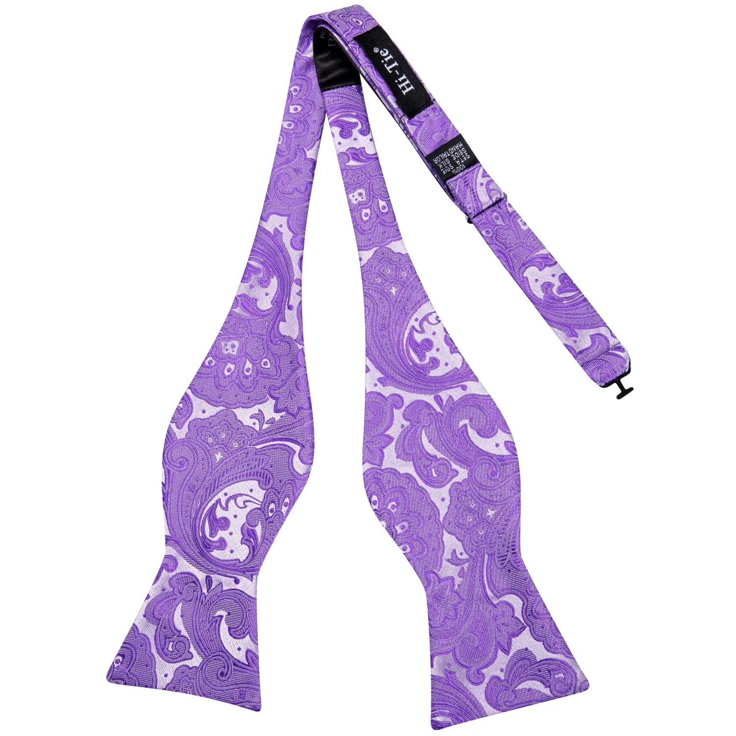 Hi-Tie Bowtie Periwinkle Purple Floral Purple Tie Hanky Cufflinks Set