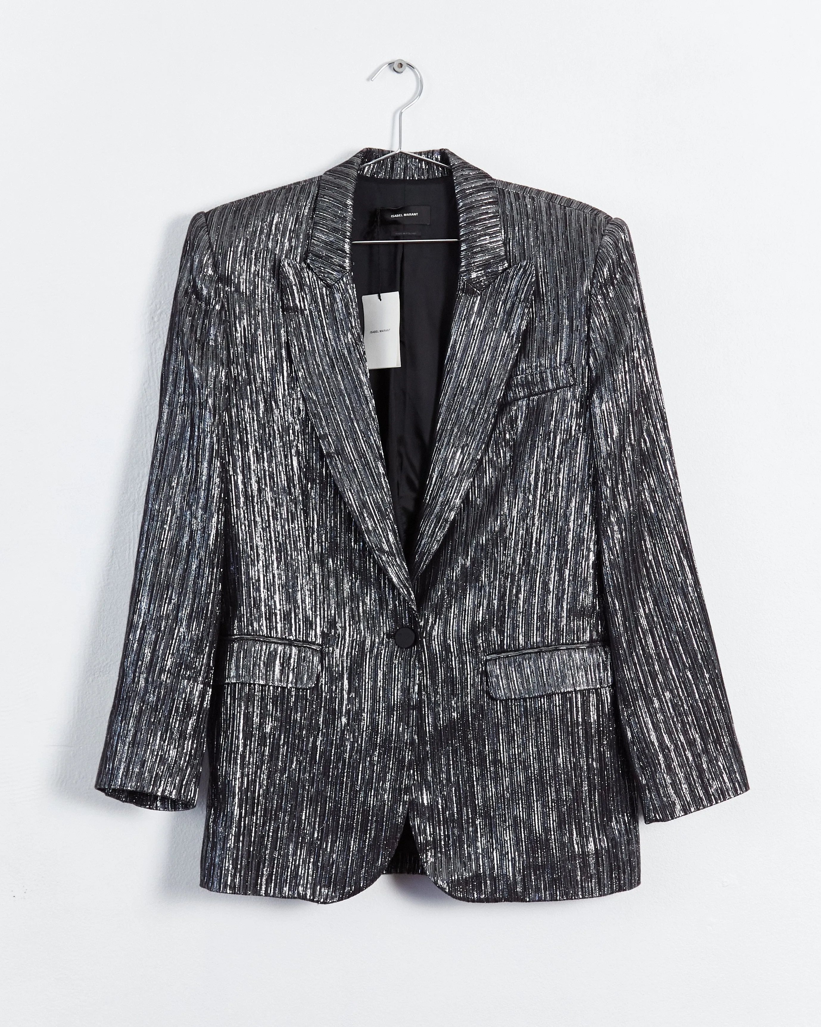 Isabel Marant 'datja' metallic single breasted blazer, silver, 6