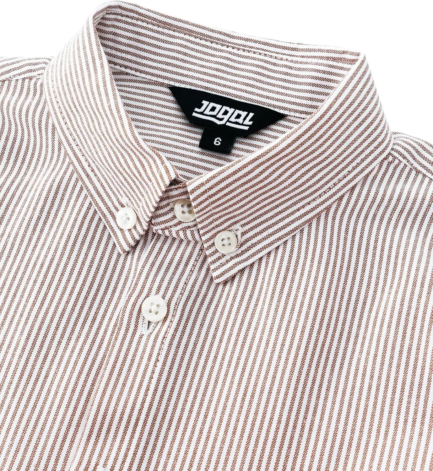 JOGAL Boys Long Sleeve Oxford Dress Shirts Casual Button Down Shirts Striped Tops for 6-14 Years