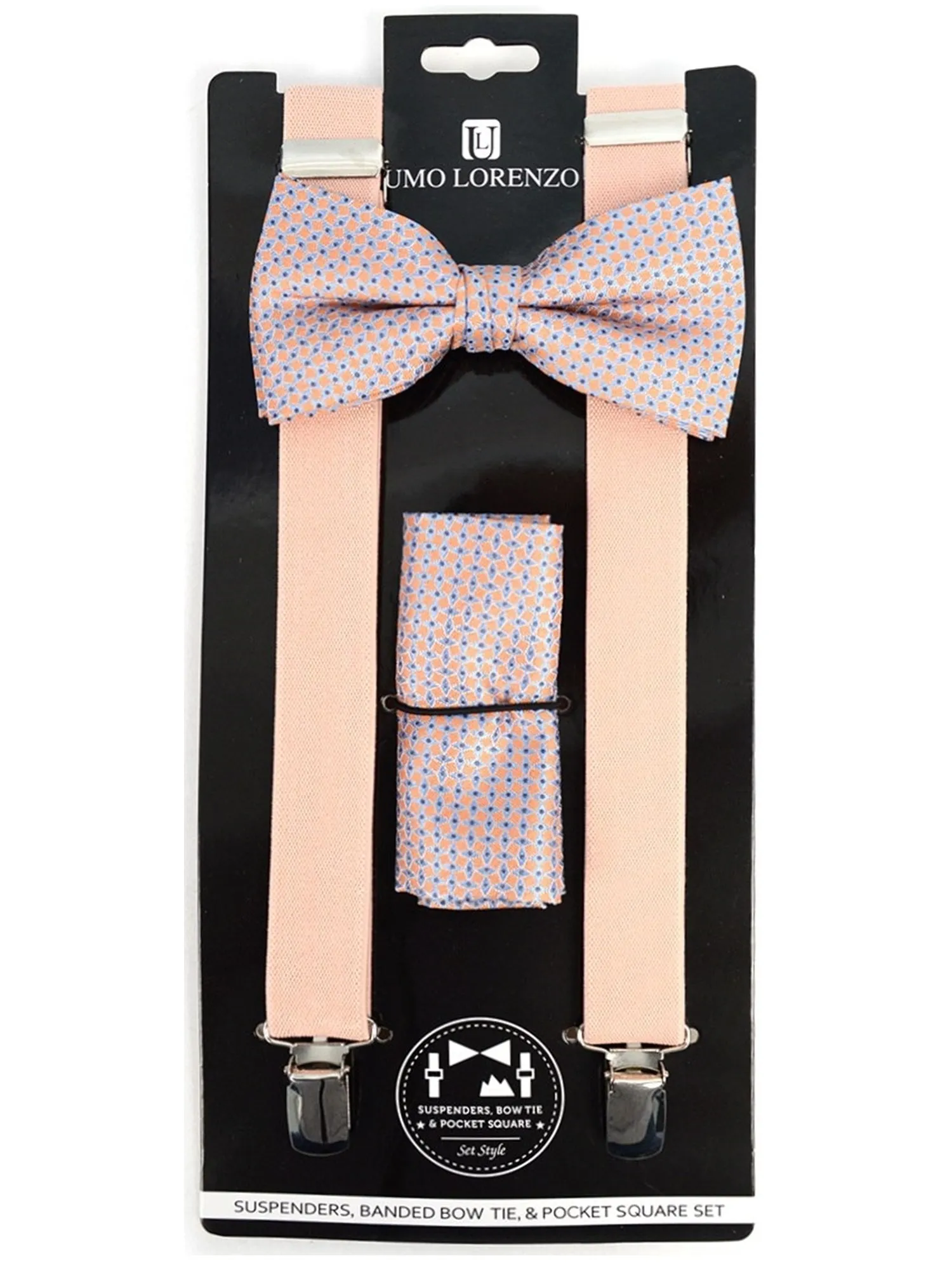 Men's 3 PC Clip-on Suspenders, Bow Tie & Hanky Sets