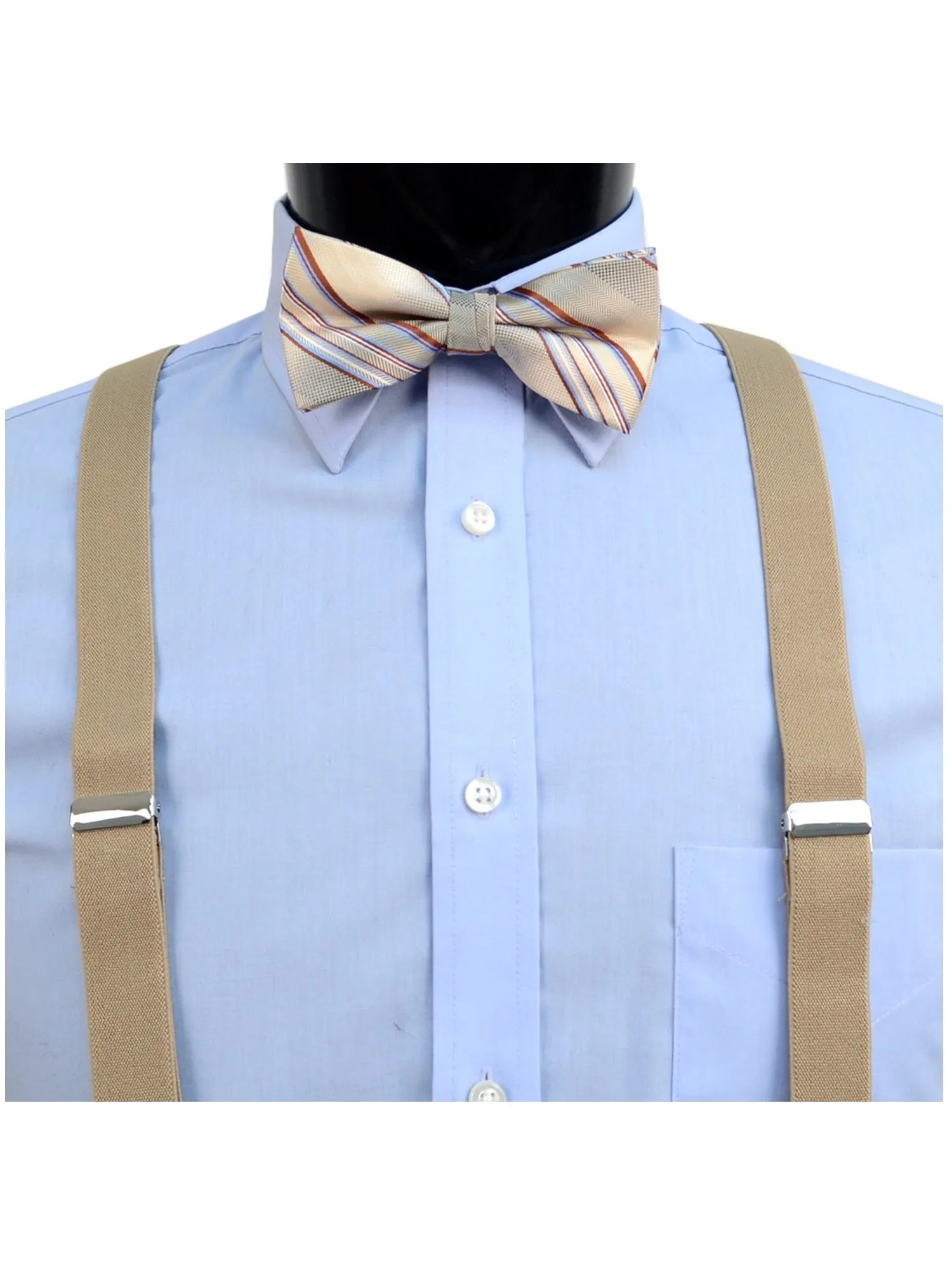 Men's 3 PC Clip-on Suspenders, Bow Tie & Hanky Sets