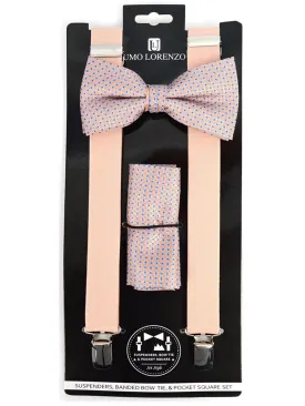 Men's 3 PC Clip-on Suspenders, Bow Tie & Hanky Sets