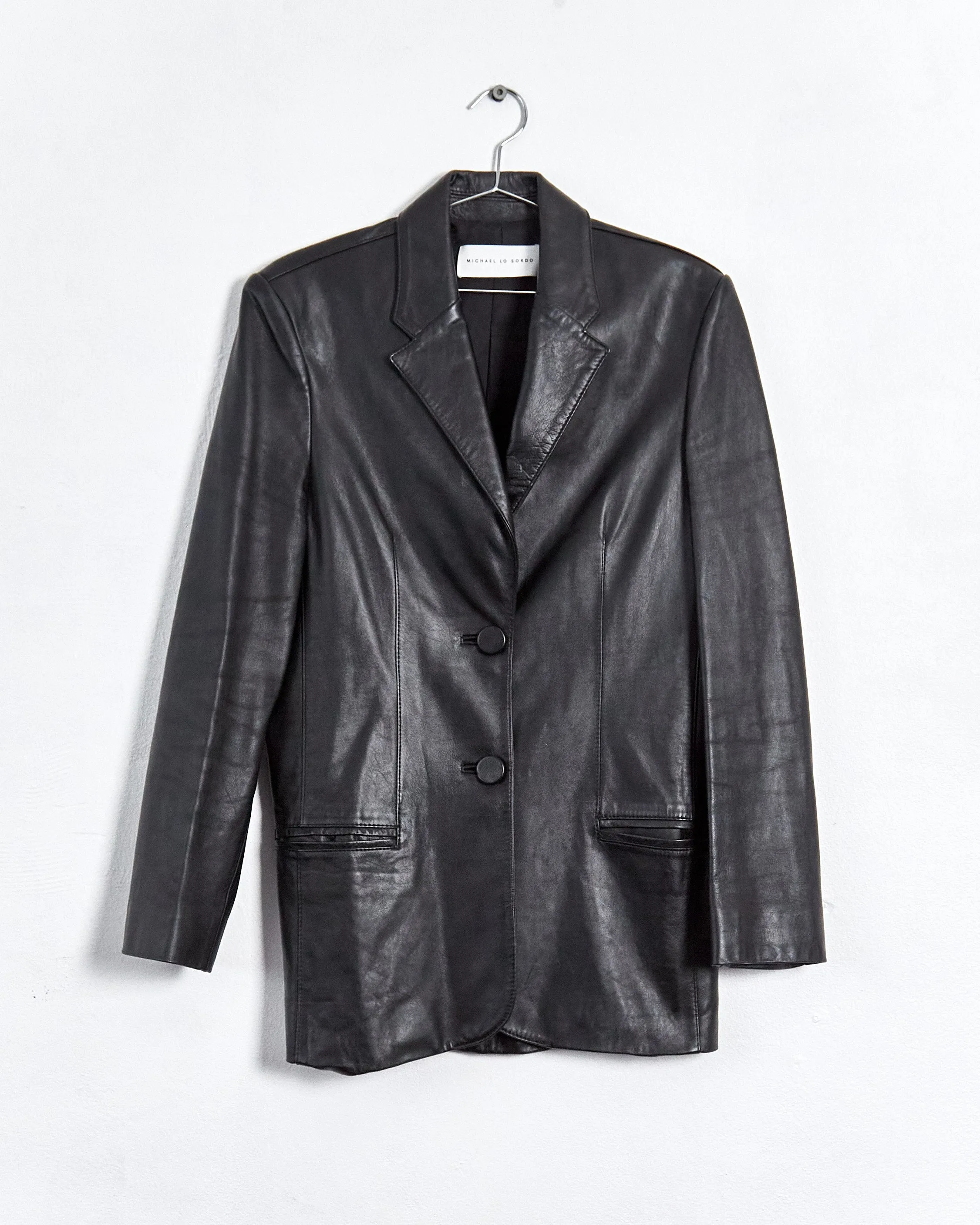 Michael Lo Sordo 'boy' leather blazer, black, 8