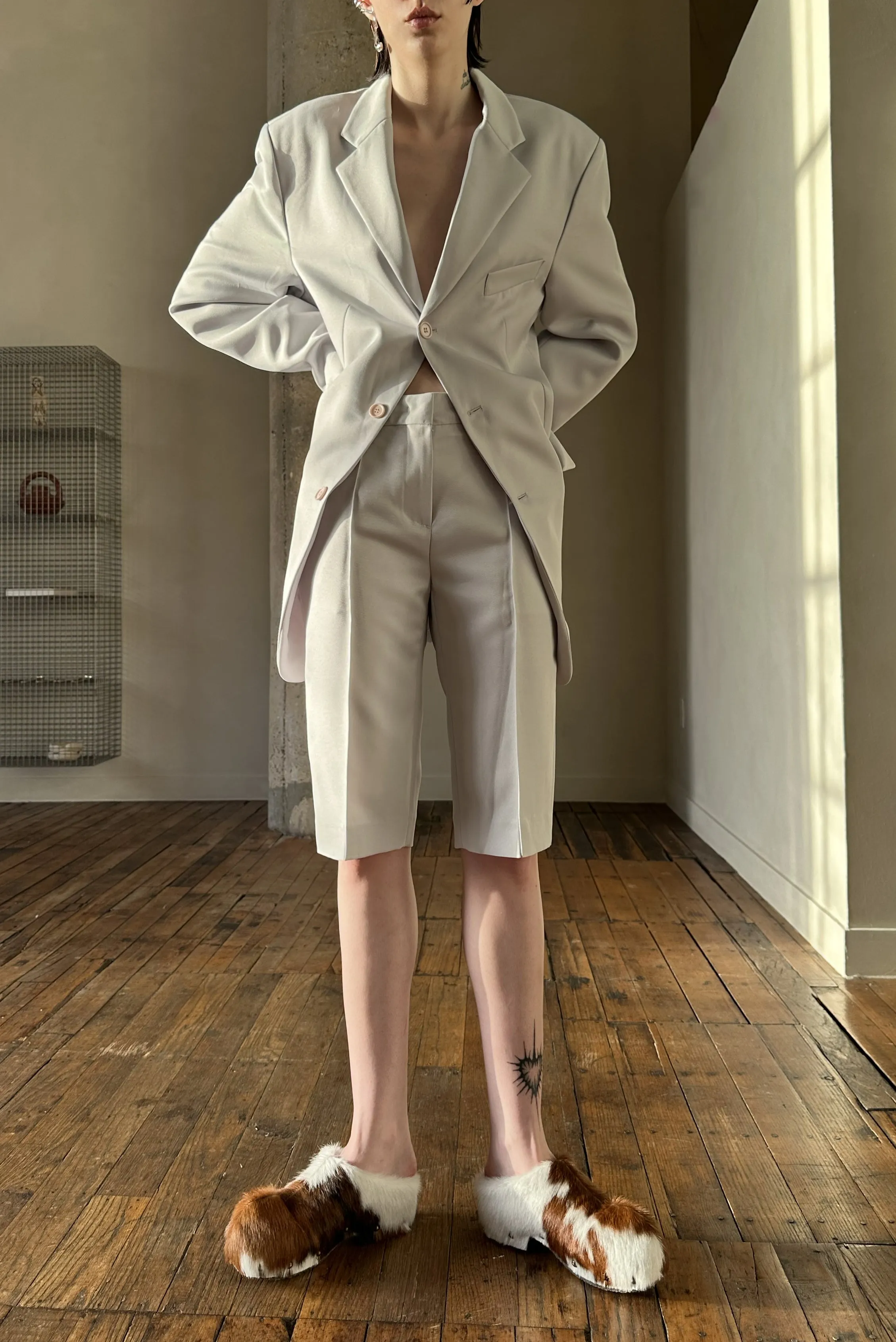 Oversized Single Breasted Twill Blazer