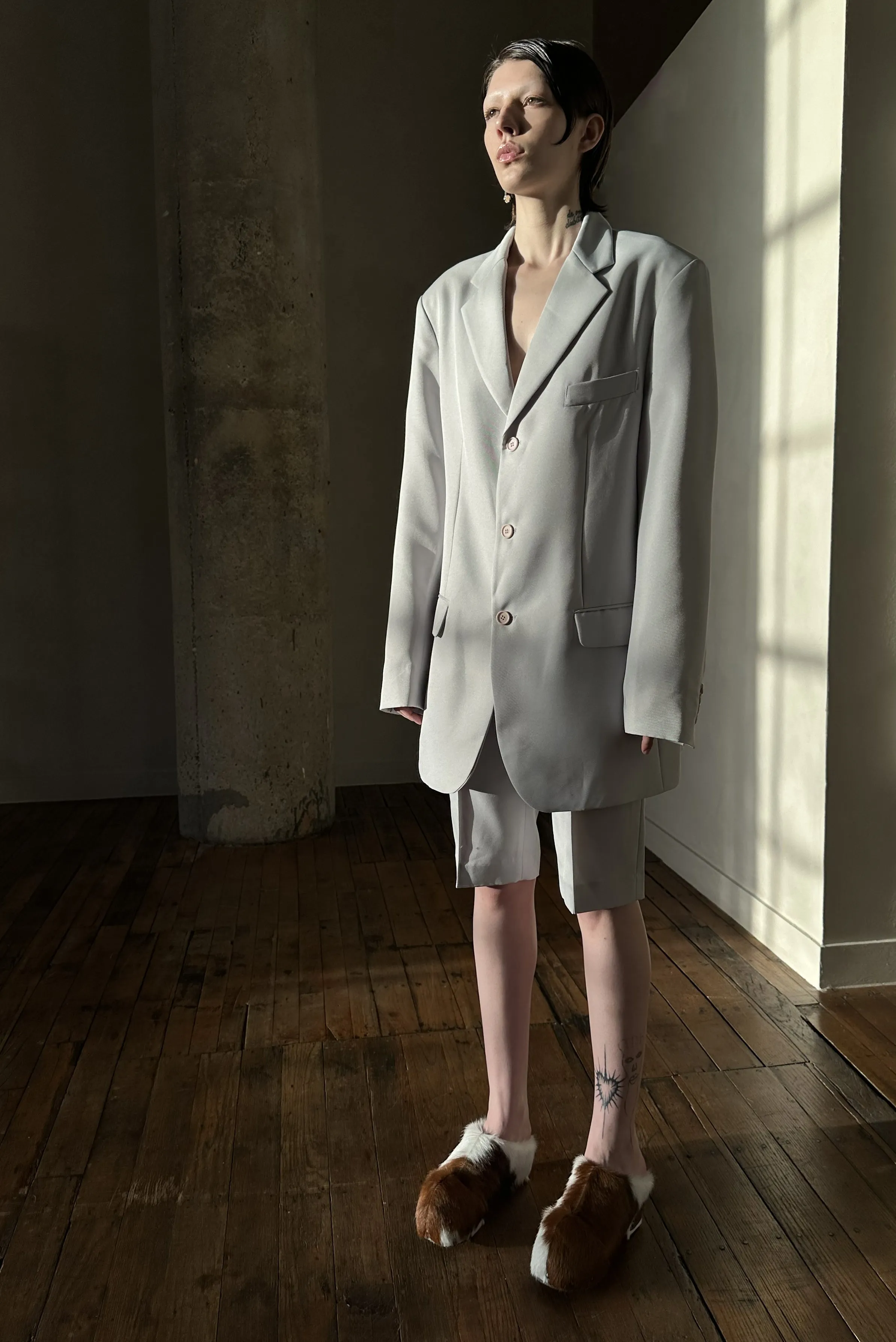 Oversized Single Breasted Twill Blazer