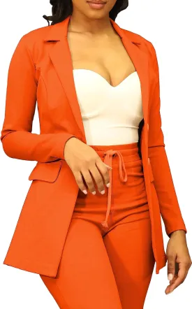 PINSV Women Casual Blazer Work Business Open Front Long Sleeve Suit Jacket