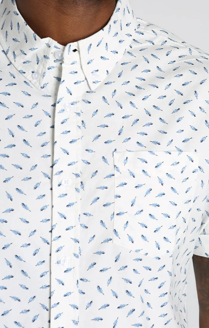 Printed Stretch Knit Oxford Short Sleeve Shirt