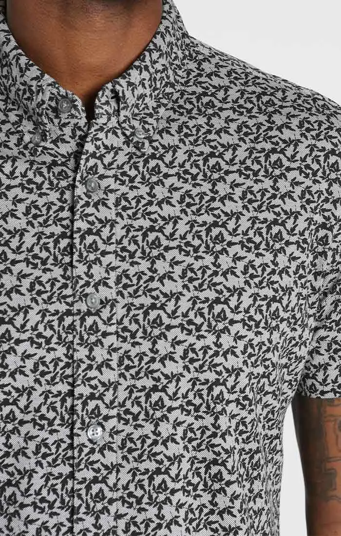 Printed Stretch Knit Oxford Short Sleeve Shirt