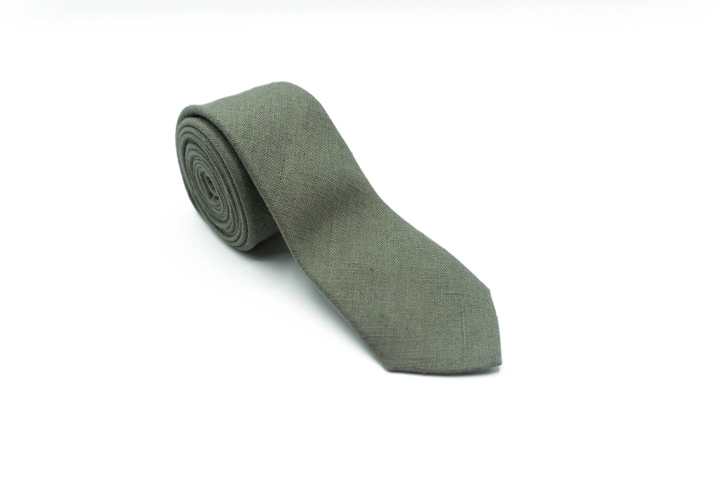 Sage Green Suspenders & Bow Tie Set - Linen & Faux Leather for Weddings