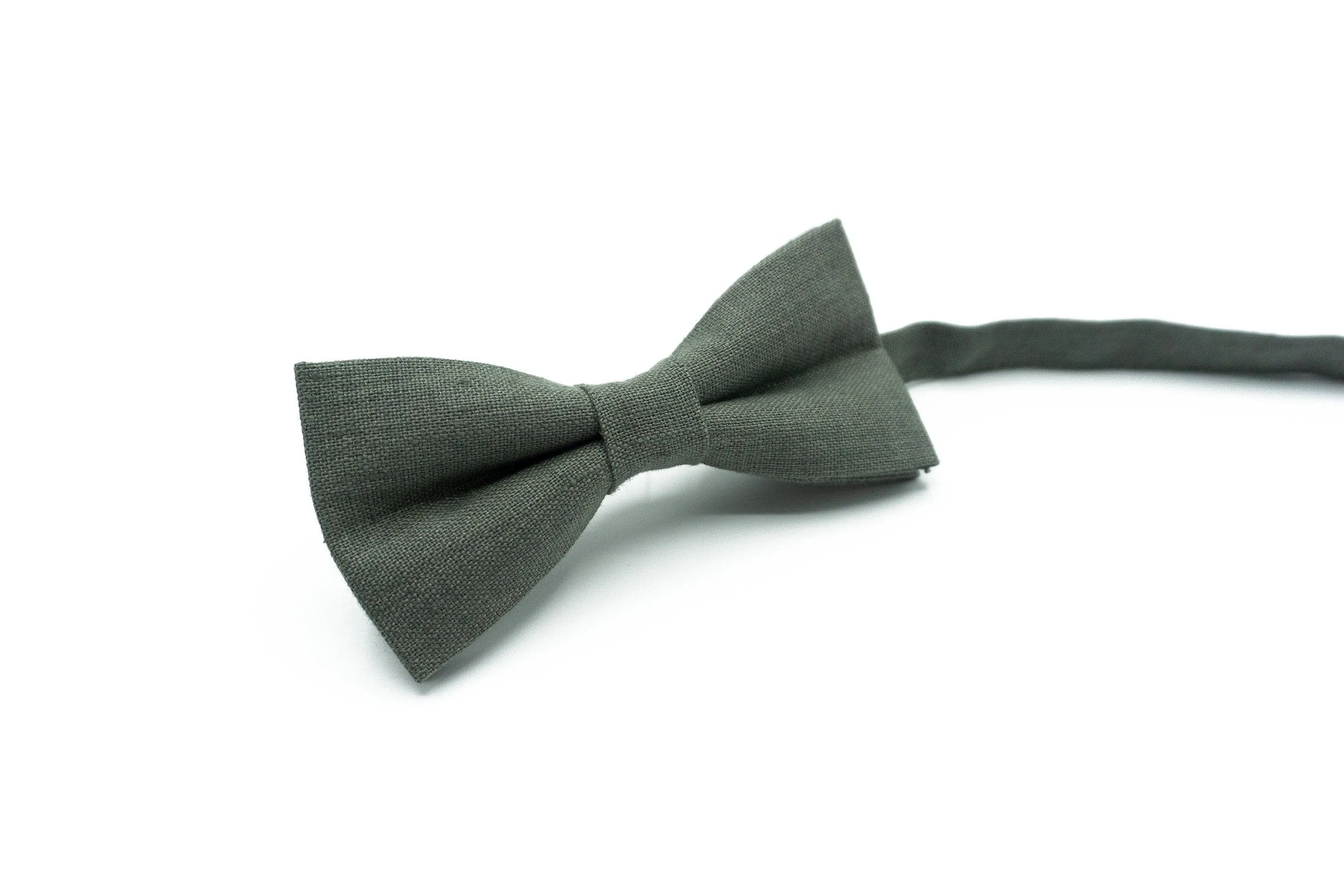 Sage Green Suspenders & Bow Tie Set - Linen & Faux Leather for Weddings