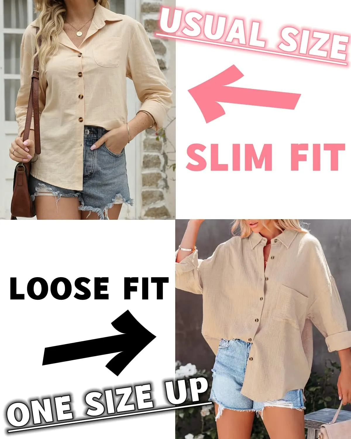 Women's Cotton Linen V Neck Button Down Shirt Long/Roll Up Sleeve Casual Collared Work Blouse Top