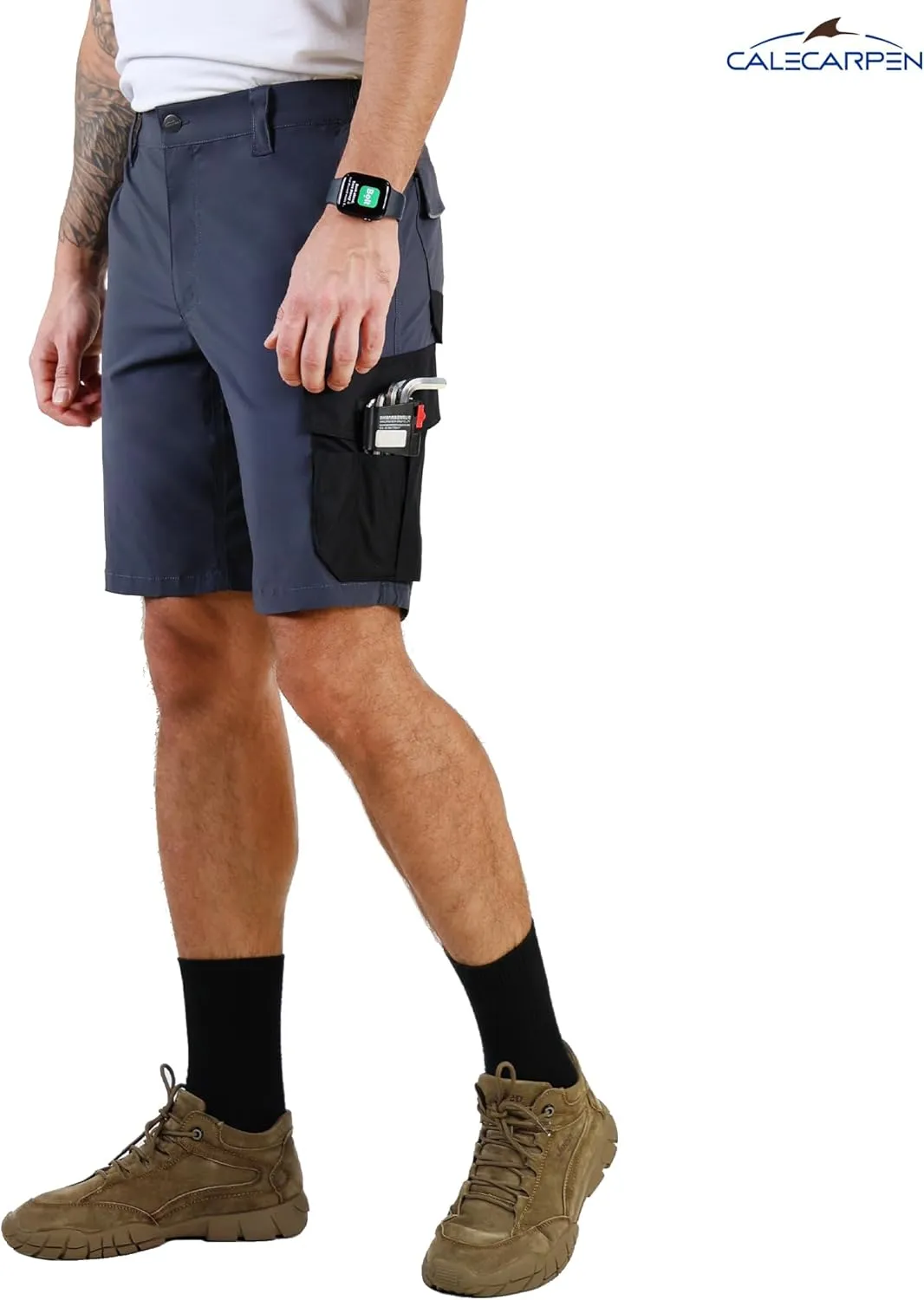 Work Shorts for Men Construction Mens Workwear Utility Cargo Stretch Water Repellent Tactical Loose Fit Short