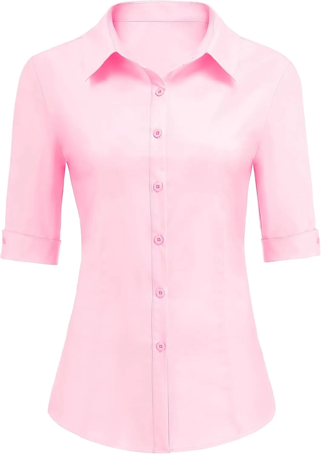 Zeagoo Womens Button Down Shirts 3/4 Sleeve Dress Blouses Business Casual Collared Oxford Tops